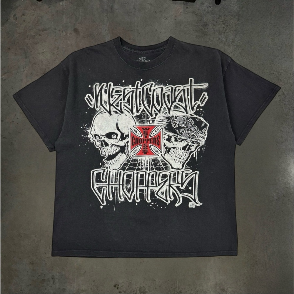Vintage Y2K 2006 West Coast Choppers Skull Gangsters T-Shirt